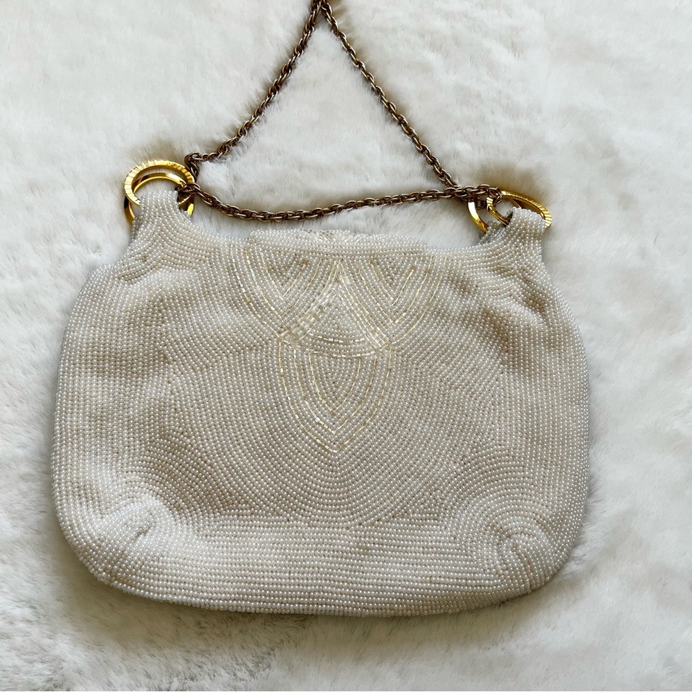 WALBORG VINTAGE BEADED BAG FLAPPER 40s ELEGANT UNIQUE FEMININE PRETTY EVENT - Picture 2 of 10